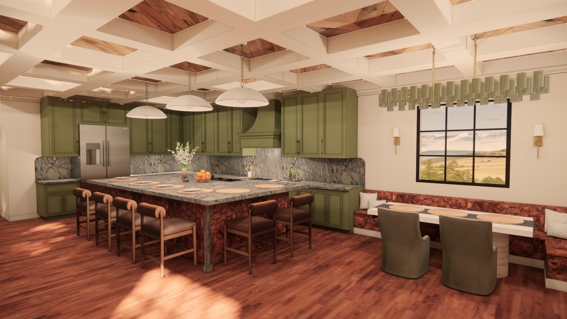 Kitchen rendering - view from south west corner